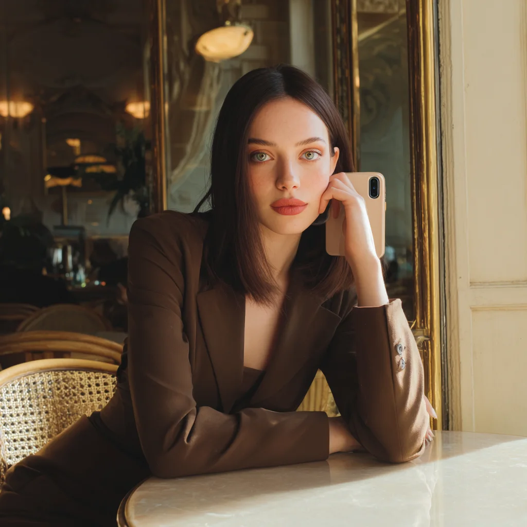 Seraphine, the featured GenesisPorn AI companion, in a warm intimate portrait